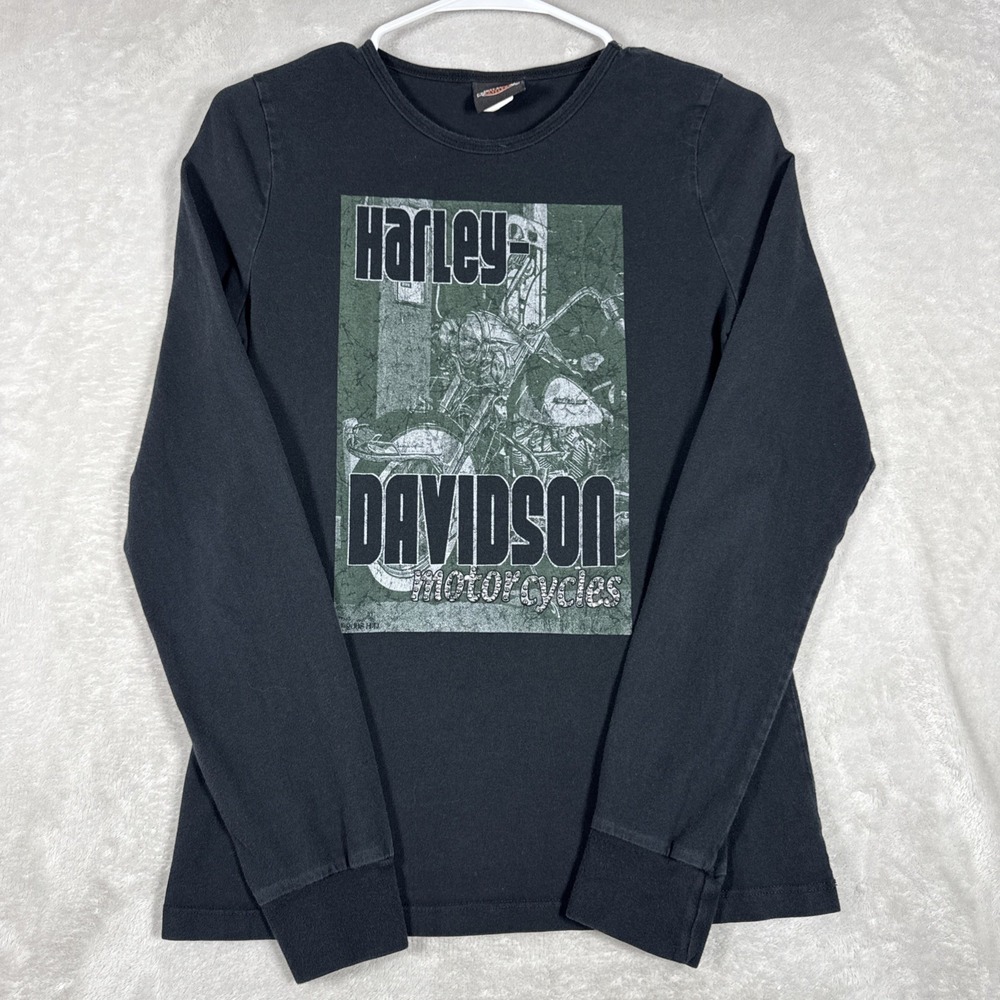 Harley Davidson Womens Medium Long Sleeve Biker Rhinestone Scottsdale, AZ USA